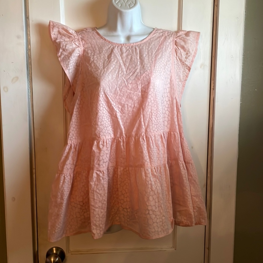 Pink tiered burnout top size medium
